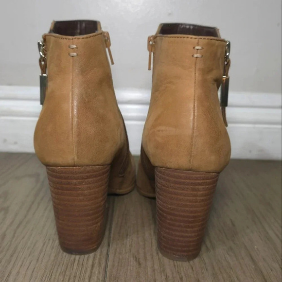 ALDO Mathia Brown Cognac Genuine Suede Block Heel Booties, Pre-loved, Zipper, 7 - Picture 4 of 16